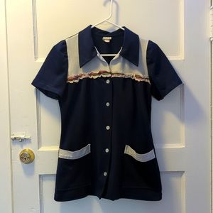 Nancy Laine Vintage polyester blouse 1970's